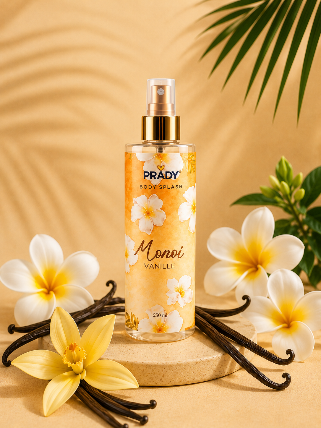 Brume Corps & Cheveux Monoï Vanille Prady – 250 ml | Parfum Solaire & Gourmand ✨
