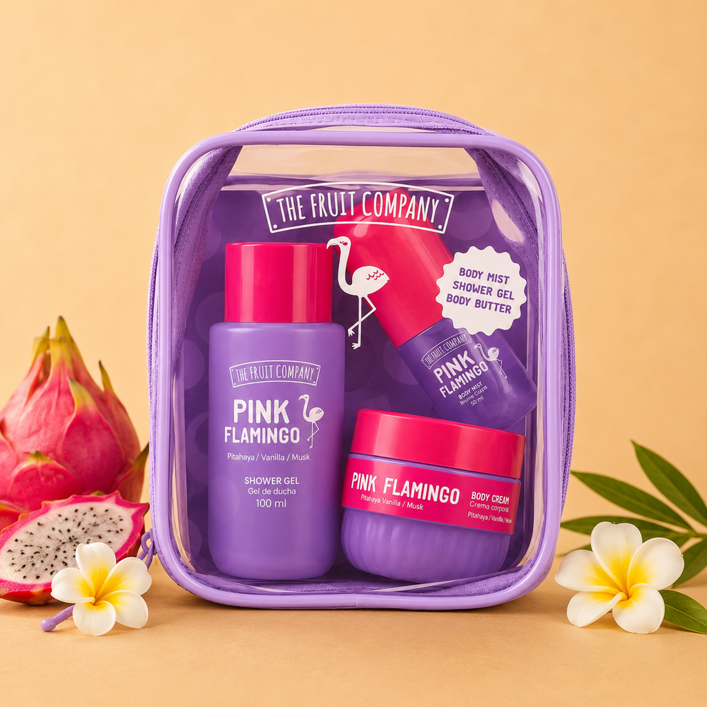 Travel Bag Pink Flamingo – Coffret Beauté Tropical The Fruit Company 🦩